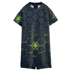 Green Android Honeycomb Gree Kids  Boyleg Half Suit Swimwear by Ket1n9