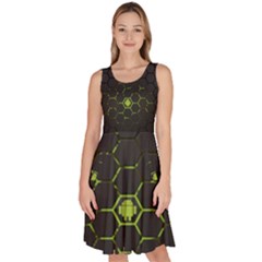 Green Android Honeycomb Gree Knee Length Skater Dress With Pockets by Ket1n9