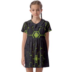 Green Android Honeycomb Gree Kids  Asymmetric Collar Dress by Ket1n9