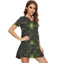 Green Android Honeycomb Gree Tiered Short Sleeve Babydoll Dress View2