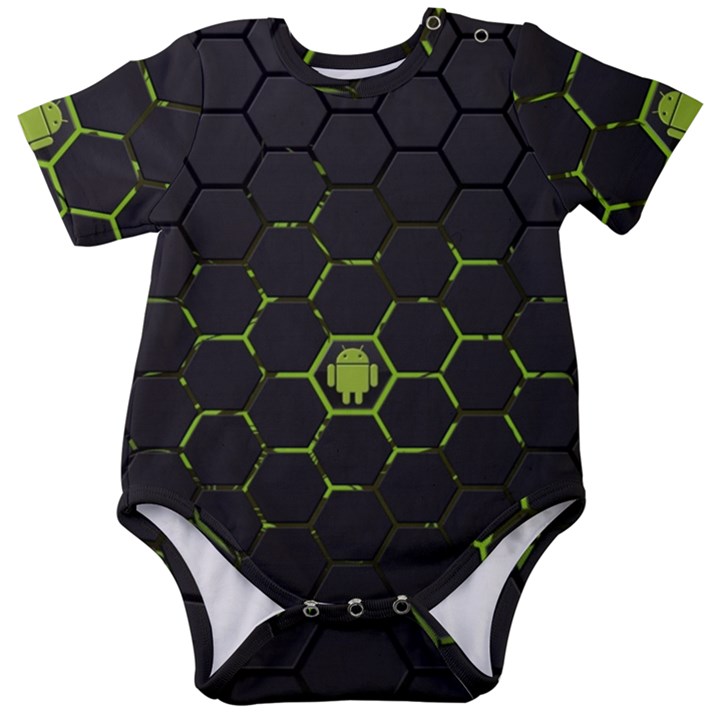 Green Android Honeycomb Gree Baby Short Sleeve Bodysuit