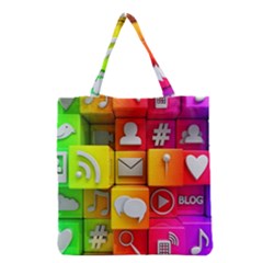 Colorful 3d Social Media Grocery Tote Bag by Ket1n9