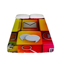 Colorful 3d Social Media Fitted Sheet (full/ Double Size) by Ket1n9