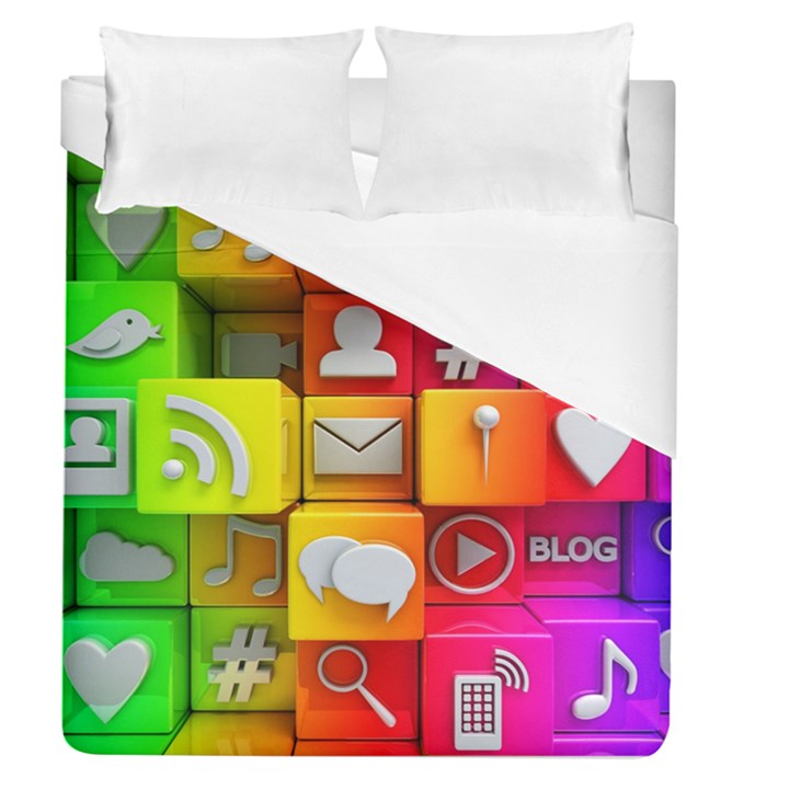 Colorful 3d Social Media Duvet Cover (Queen Size)