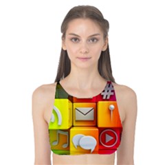 Colorful 3d Social Media Tank Bikini Top by Ket1n9