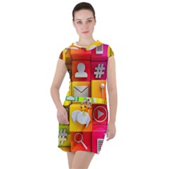 Colorful 3d Social Media Drawstring Hooded Dress by Ket1n9