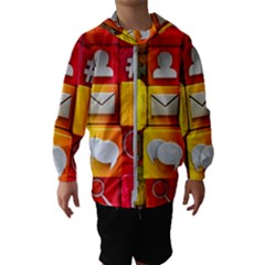 Colorful 3d Social Media Kids  Hooded Windbreaker by Ket1n9