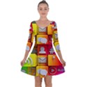 Colorful 3d Social Media Quarter Sleeve Skater Dress View1