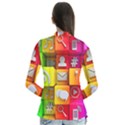 Colorful 3d Social Media Drape Collar Cardigan View2