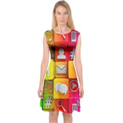 Colorful 3d Social Media Capsleeve Midi Dress by Ket1n9