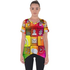 Colorful 3d Social Media Cut Out Side Drop T-shirt by Ket1n9