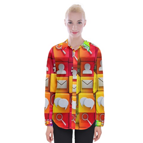 Colorful 3d Social Media Womens Long Sleeve Shirt by Ket1n9