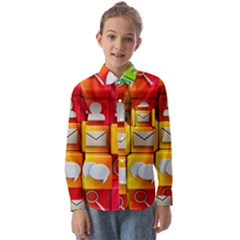 Colorful 3d Social Media Kids  Long Sleeve Shirt by Ket1n9