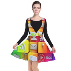 Colorful 3d Social Media Plunge Pinafore Dress by Ket1n9