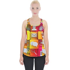 Colorful 3d Social Media Piece Up Tank Top by Ket1n9