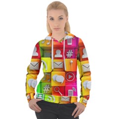 Colorful 3d Social Media Women s Overhead Hoodie by Ket1n9