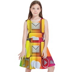 Colorful 3d Social Media Kids  Skater Dress by Ket1n9