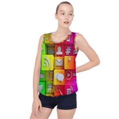 Colorful 3d Social Media Bubble Hem Chiffon Tank Top by Ket1n9