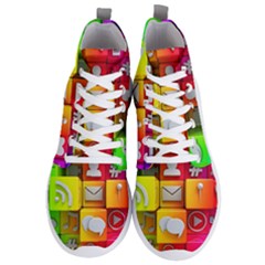 Colorful 3d Social Media Men s Lightweight High Top Sneakers by Ket1n9