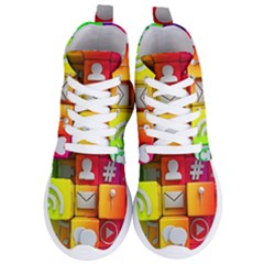 Colorful 3d Social Media Women s Lightweight High Top Sneakers by Ket1n9