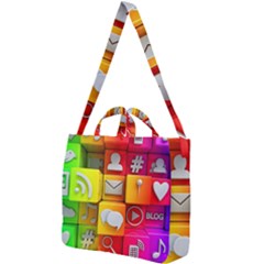 Colorful 3d Social Media Square Shoulder Tote Bag by Ket1n9