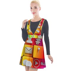 Colorful 3d Social Media Plunge Pinafore Velour Dress by Ket1n9