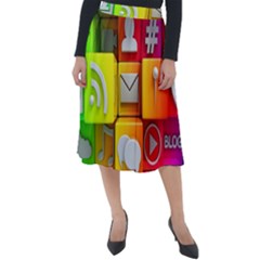 Colorful 3d Social Media Classic Velour Midi Skirt  by Ket1n9