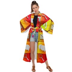 Colorful 3d Social Media Maxi Kimono by Ket1n9