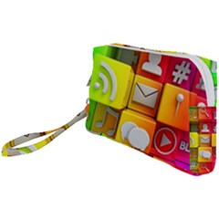 Colorful 3d Social Media Wristlet Pouch Bag (small) by Ket1n9