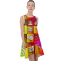 Colorful 3d Social Media Frill Swing Dress View1