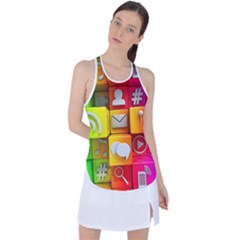 Colorful 3d Social Media Racer Back Mesh Tank Top by Ket1n9