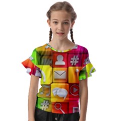 Colorful 3d Social Media Kids  Cut Out Flutter Sleeves by Ket1n9