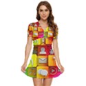 Colorful 3d Social Media V-Neck High Waist Chiffon Mini Dress View1