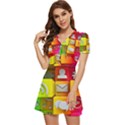 Colorful 3d Social Media V-Neck High Waist Chiffon Mini Dress View2