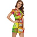 Colorful 3d Social Media V-Neck High Waist Chiffon Mini Dress View3