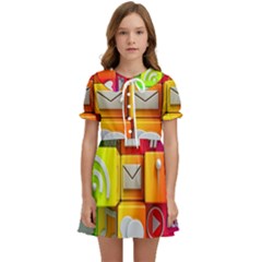 Colorful 3d Social Media Kids  Sweet Collar Dress by Ket1n9