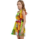 Colorful 3d Social Media Kids  One Shoulder Party Dress View3