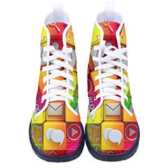 Colorful 3d Social Media Kid s High-top Canvas Sneakers by Ket1n9