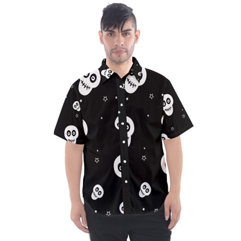 Skull Pattern Men s Short Sleeve Shirt by Ket1n9