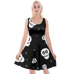 Skull Pattern Reversible Velvet Sleeveless Dress by Ket1n9