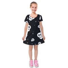 Skull Pattern Kids  Short Sleeve Velvet Dress by Ket1n9