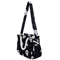 Skull Pattern Rope Handles Shoulder Strap Bag