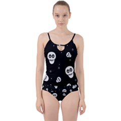 Skull Pattern Cut Out Top Tankini Set by Ket1n9