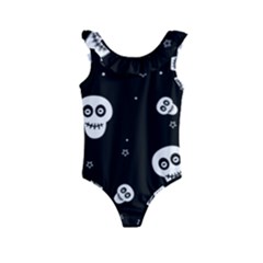 Skull Pattern Kids  Frill Swimsuit