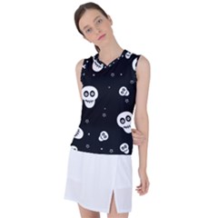 Skull Pattern Women s Sleeveless Sports Top by Ket1n9