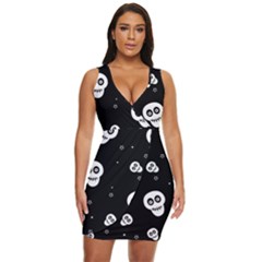 Skull Pattern Draped Bodycon Dress by Ket1n9