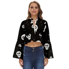 Skull Pattern Boho Long Bell Sleeve Top