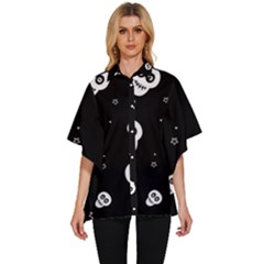 Skull Pattern Women s Batwing Button Up Shirt