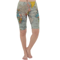 Vintage World Map Cropped Leggings  by Ket1n9