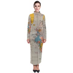 Vintage World Map Turtleneck Maxi Dress by Ket1n9